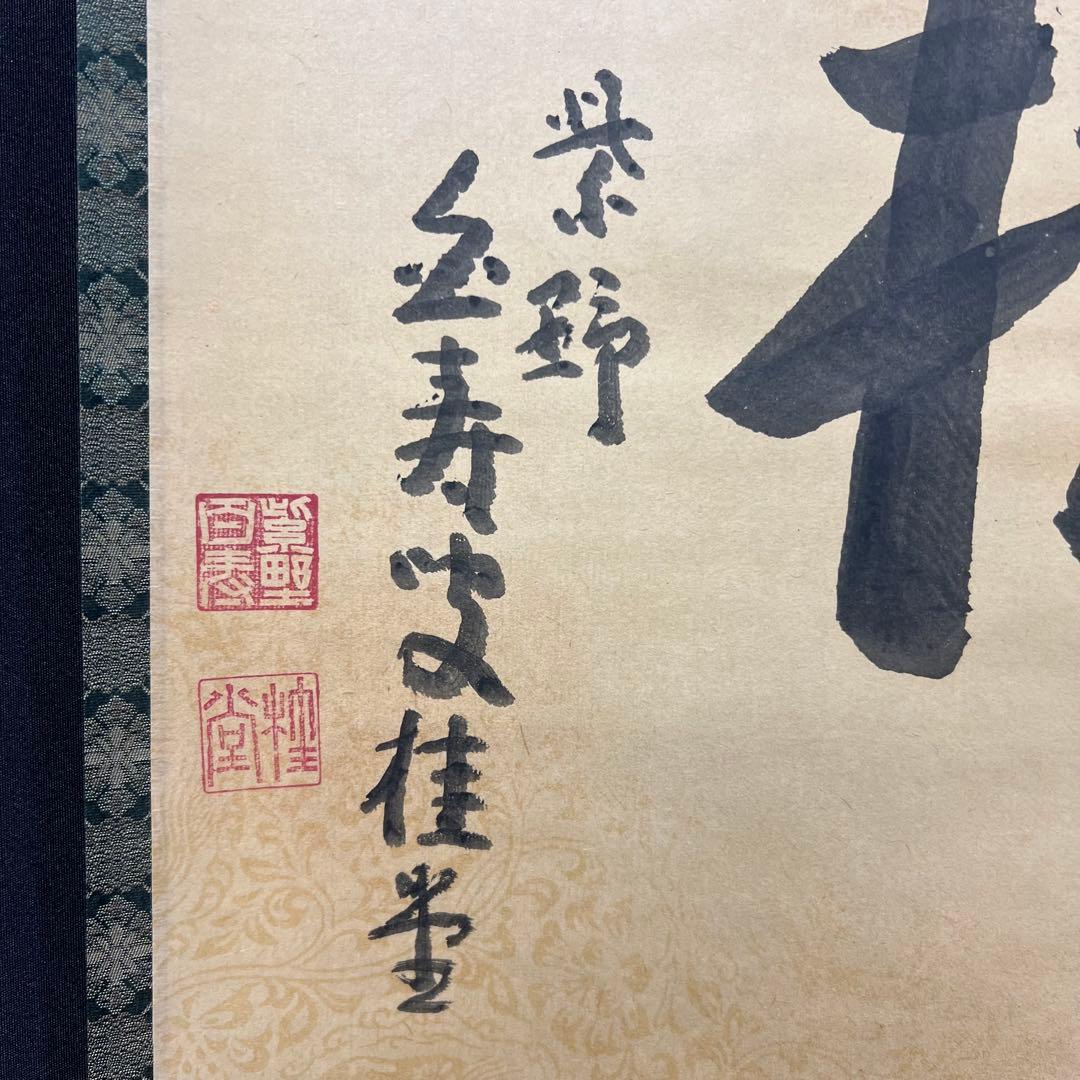 4131 吉口桂堂 「青松」 共箱 肉筆 紙本 書 掛軸 臨済宗 大徳寺 禅語