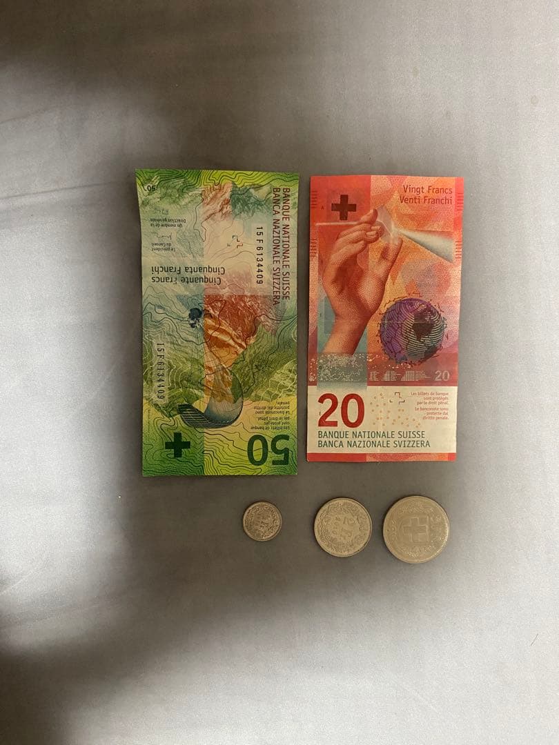 スイスフラン 50フラン 20フラン 硬貨セット
