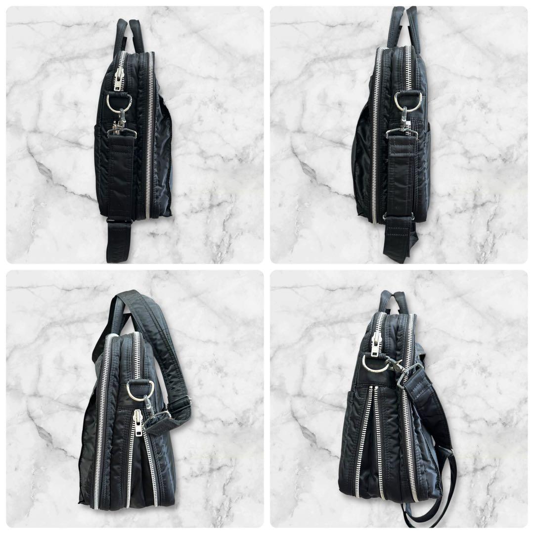 【希少】PORTER TANKER ブリーフケース　2way黒　2層　マチ拡張