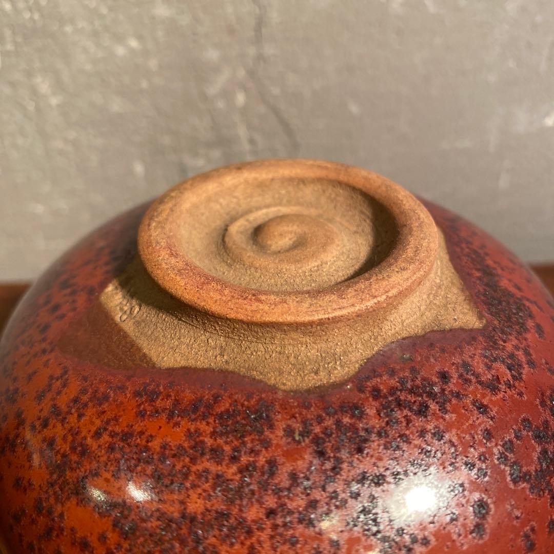 抹茶碗 茶道具 骨董品 在銘 焼き物 柿釉 時代物