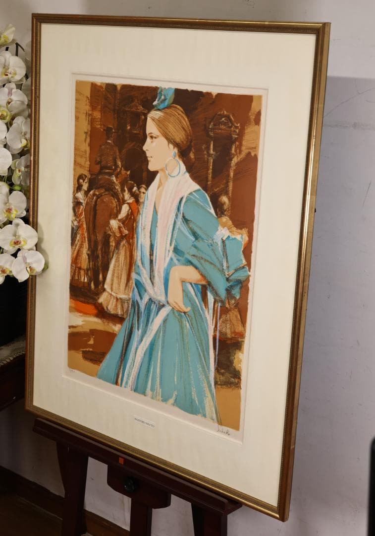 斉藤三郎　「 青色服の踊り子 」　リトグラフ　54/150　直筆サイン　BK24