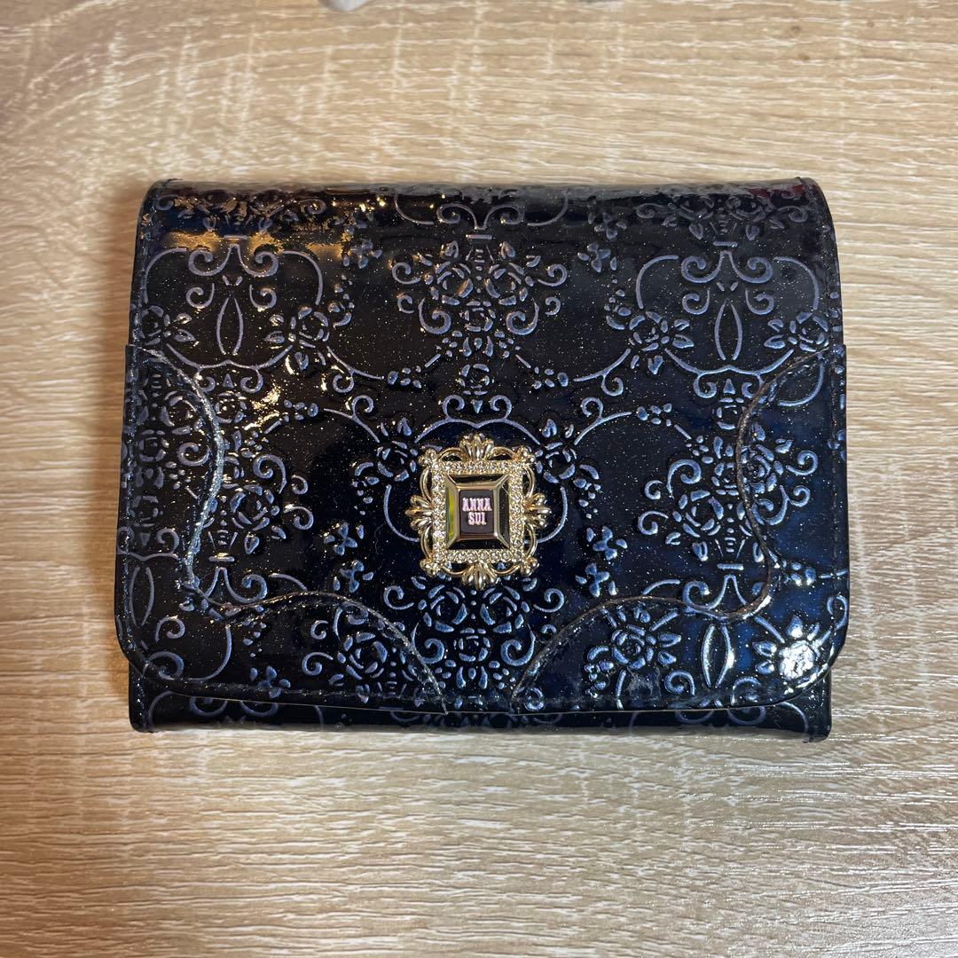 ANNA SUI 二つ折り財布 ルーミー ネイビー ブルー