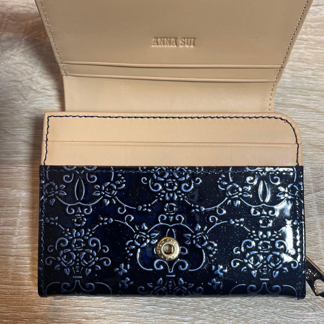 ANNA SUI 二つ折り財布 ルーミー ネイビー ブルー