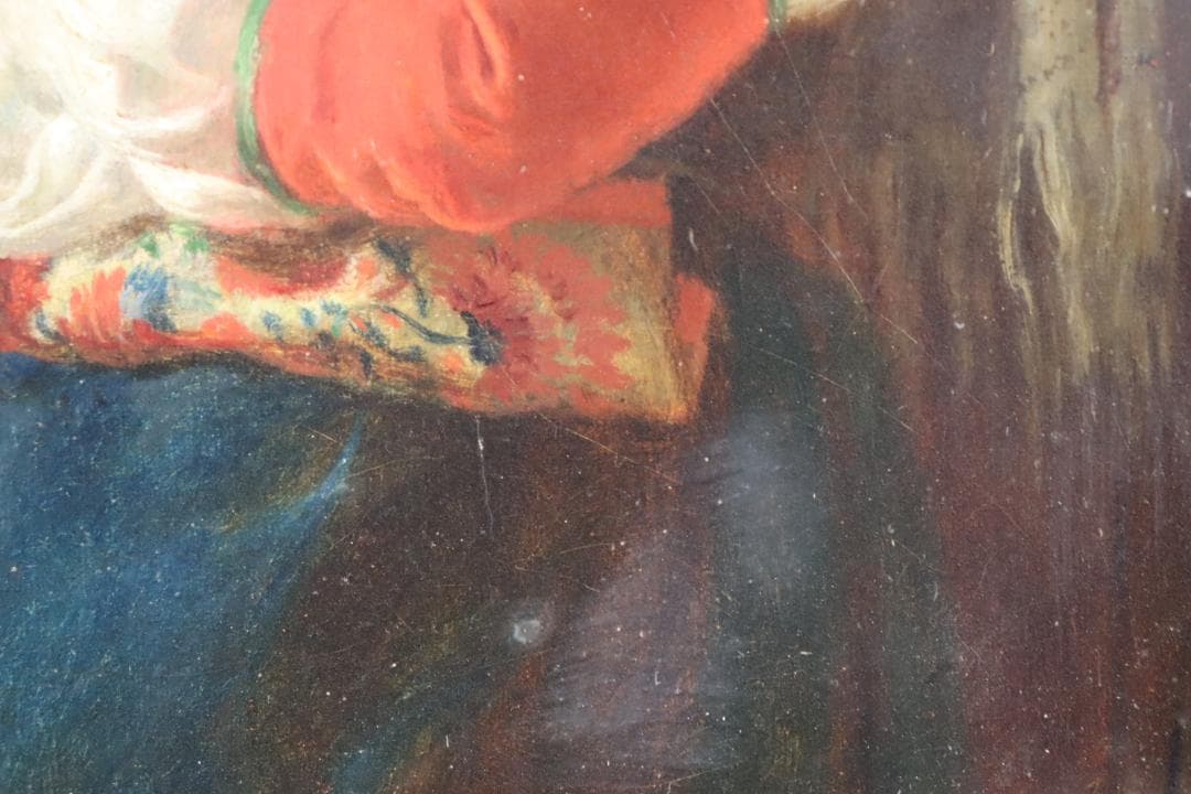 真作保証 19世紀古画 J.W. Chapman 「婦人像」油彩4号 1888年