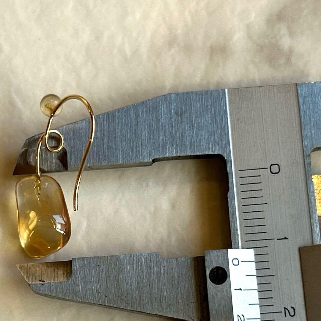 K18 シトリン フックピアス 刻印あり｜天然石 ゴールド 大人ジュエリー
