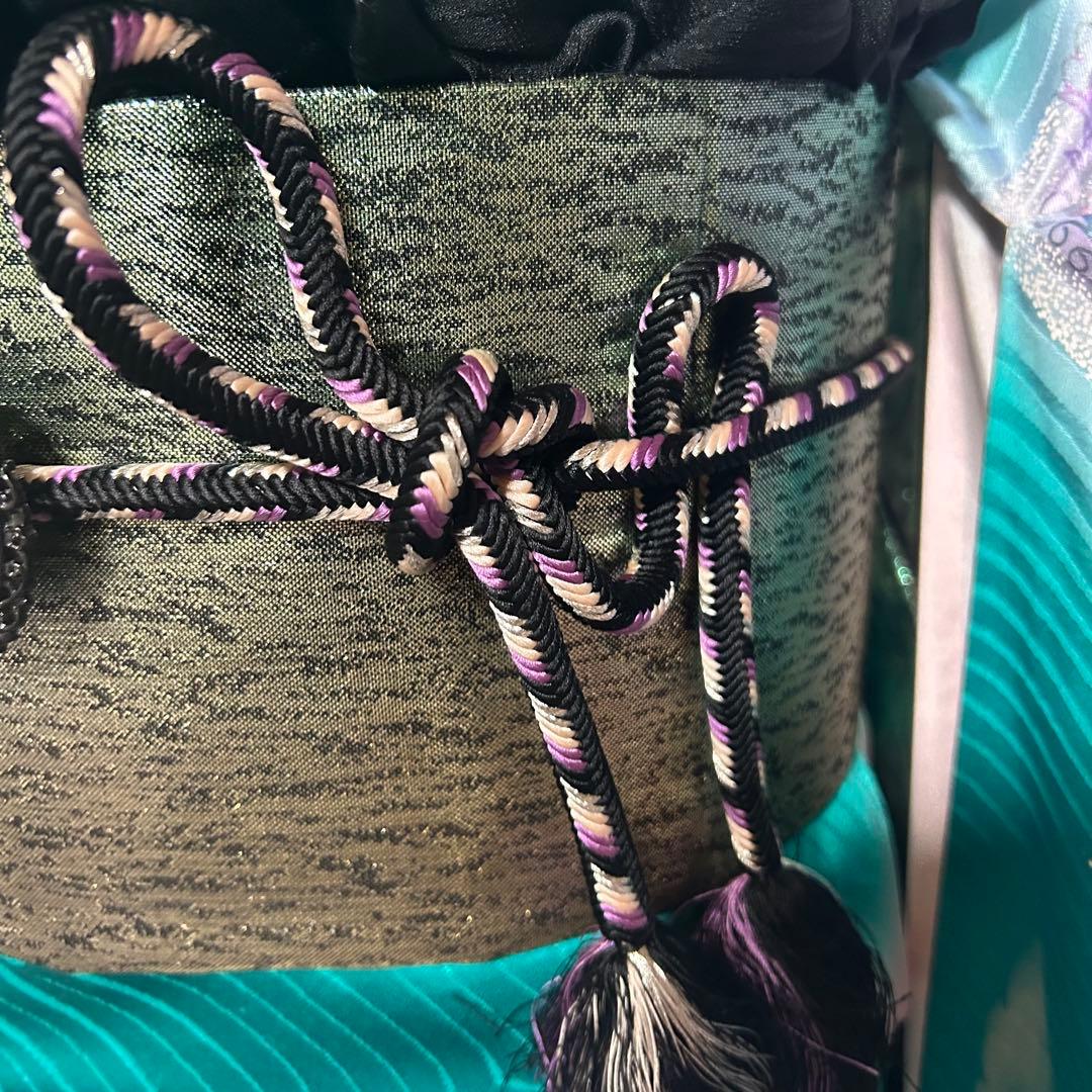 正絹　振袖　フルセット　６点　モダン　成人式　個性的　トール　裄丈長め