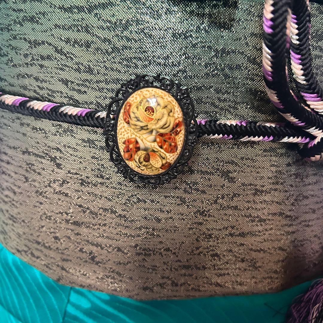 正絹　振袖　フルセット　６点　モダン　成人式　個性的　トール　裄丈長め