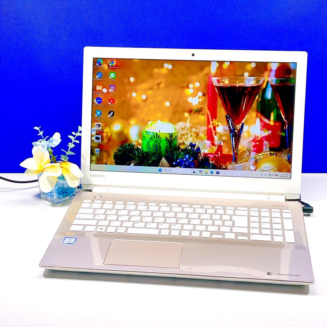 Windows11✨ブルーレイ&快速SSD✨東芝ゴールドノートパソコン薄型カメラ