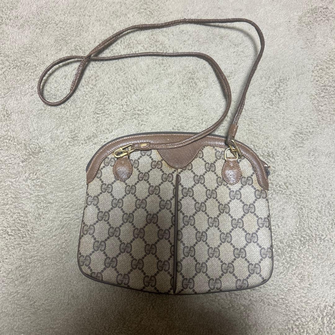 GUCCI オールドグッチ シェリーライン GG柄　レザーショルダーバッグ