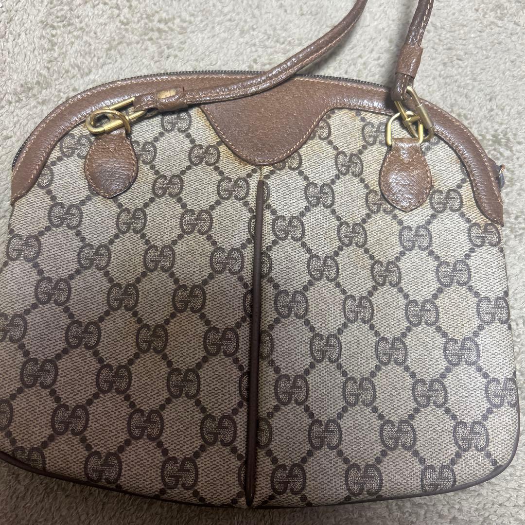 GUCCI オールドグッチ シェリーライン GG柄　レザーショルダーバッグ