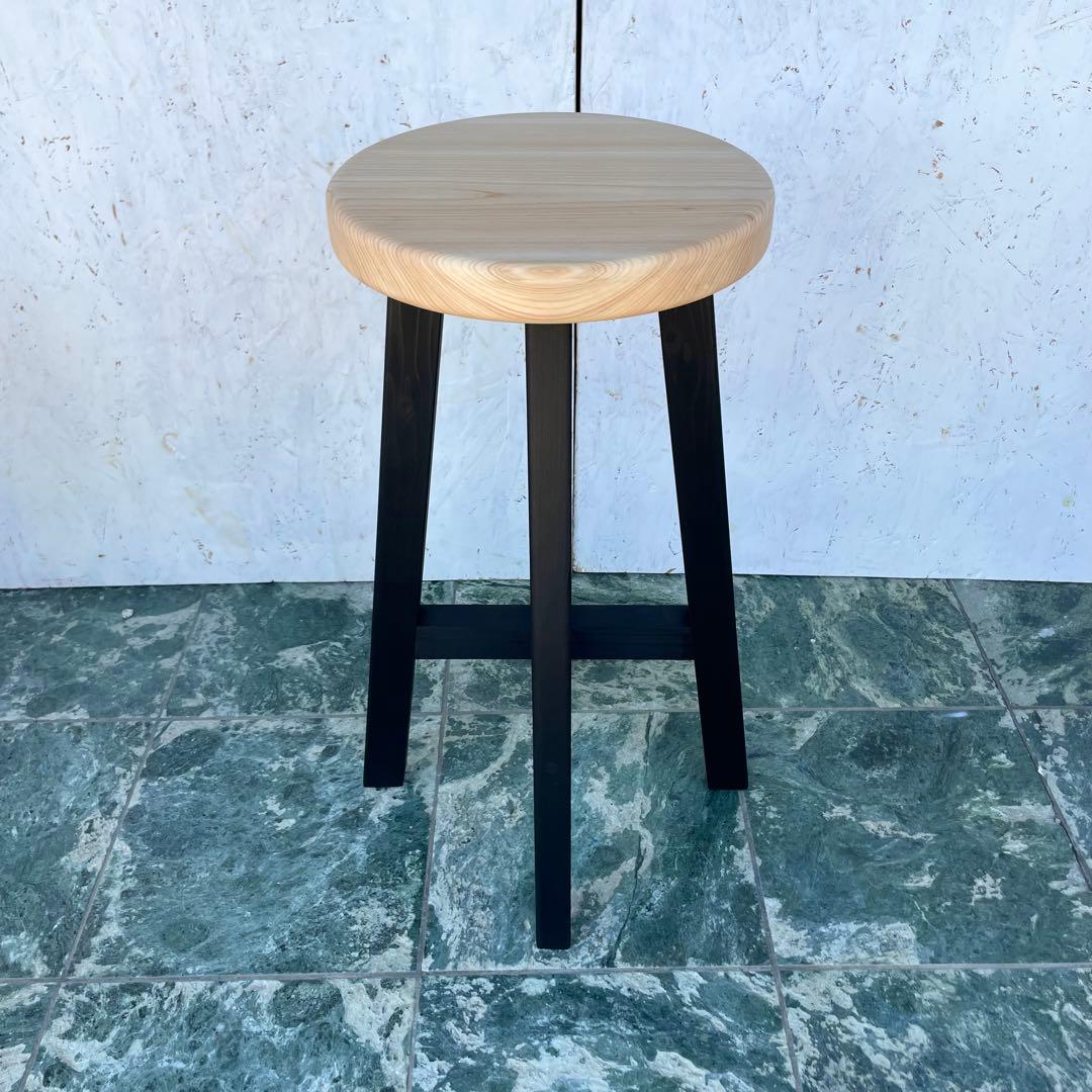 kaou　国産ひのき　丸椅子　木製スツール　ベンチ　2脚