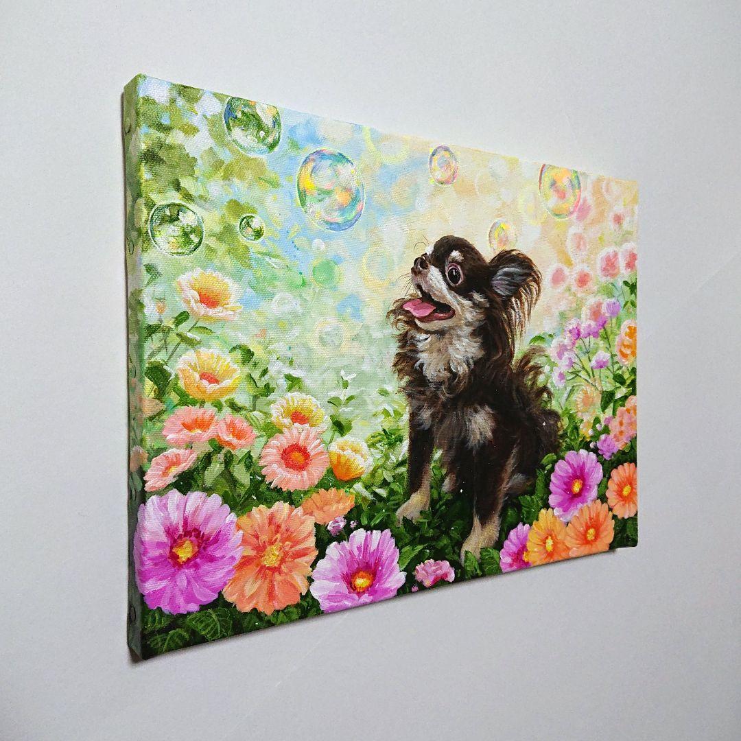 【チワワ】アクリル画 F4 風景画 絵画