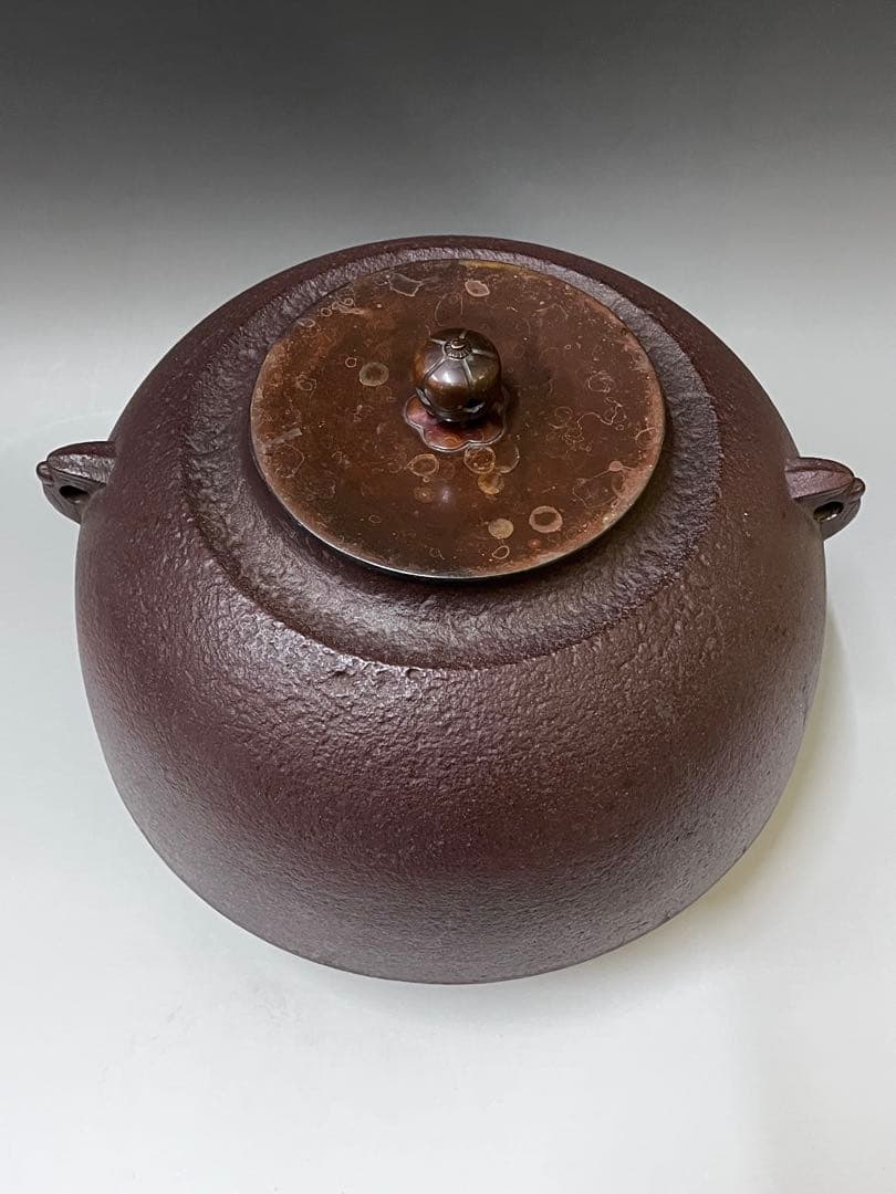 E494 人間国宝　釜師　高橋敬典作　田口釜　茶釜　鉄釜　茶道具　茶器　共箱付