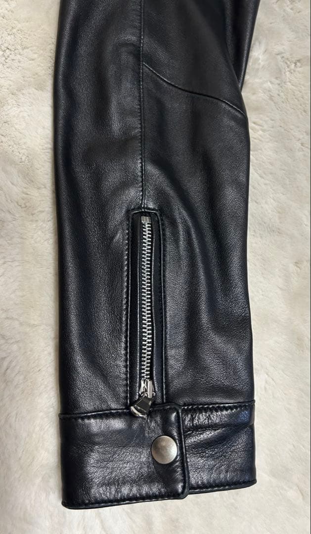 nano universe/レザージャケット/sizeM/黒/ラムレザー