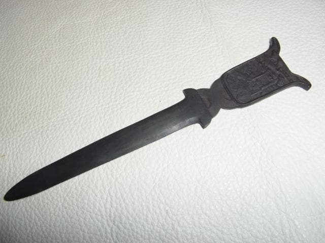 未使用 非売品 明治43年◆日光電気精銅所 銅製ペーパーナイフ 華厳の滝デザイン