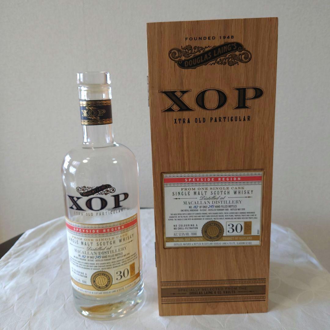 ウィスキーマッカラン１９８９ ３０年XOPダグラスレイン７００m空瓶l木箱付