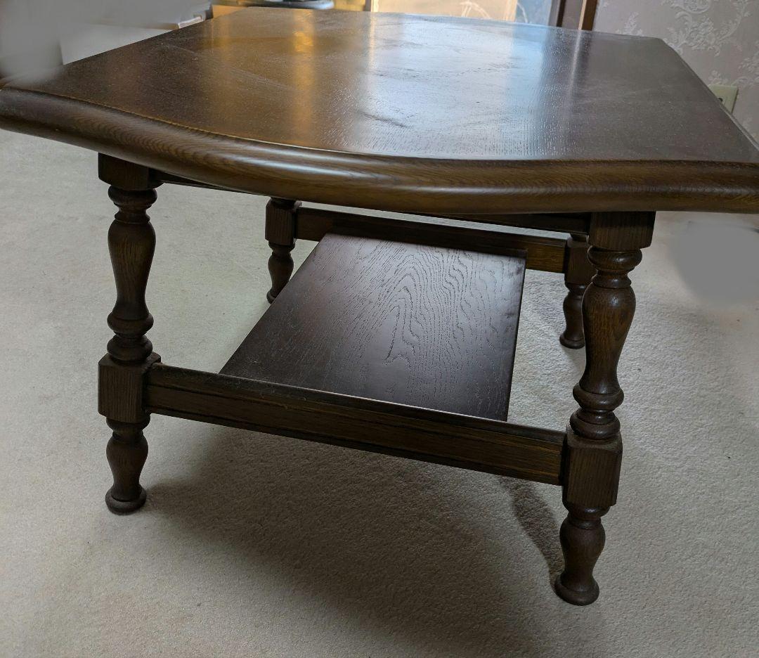 飛騨檜製コーヒーテーブル 茶色 角丸デザイン