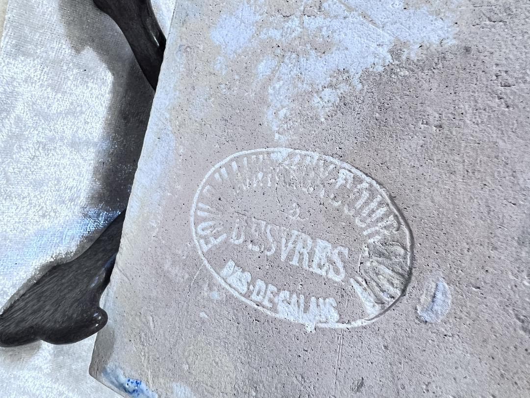 古いタイル　花柄 9枚セット DISTRESSED　フランス　銘あり