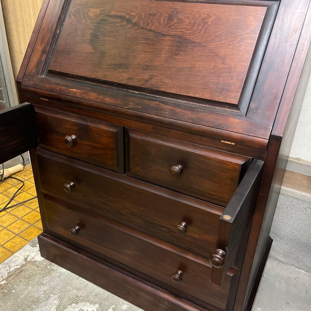 民藝家具 ライティングビューロー 木製 書き机 収納 ダークブラウン