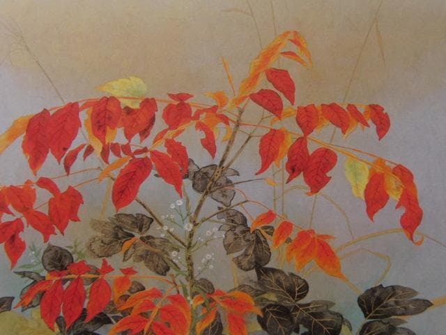 霜鳥忍、【秋彩】、希少な額装用画集より、新品額装付、状態良好