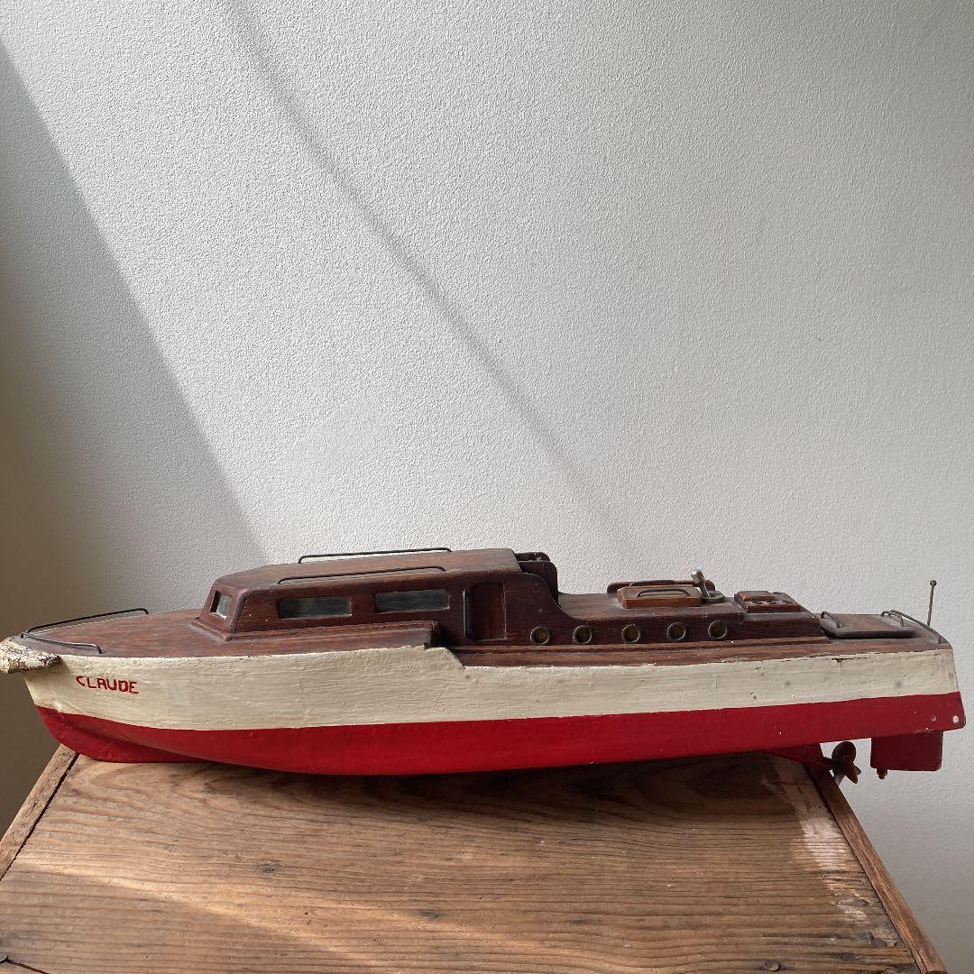 フランス製1940-50年代ハンドメイドビンテージシップボート　船　模型