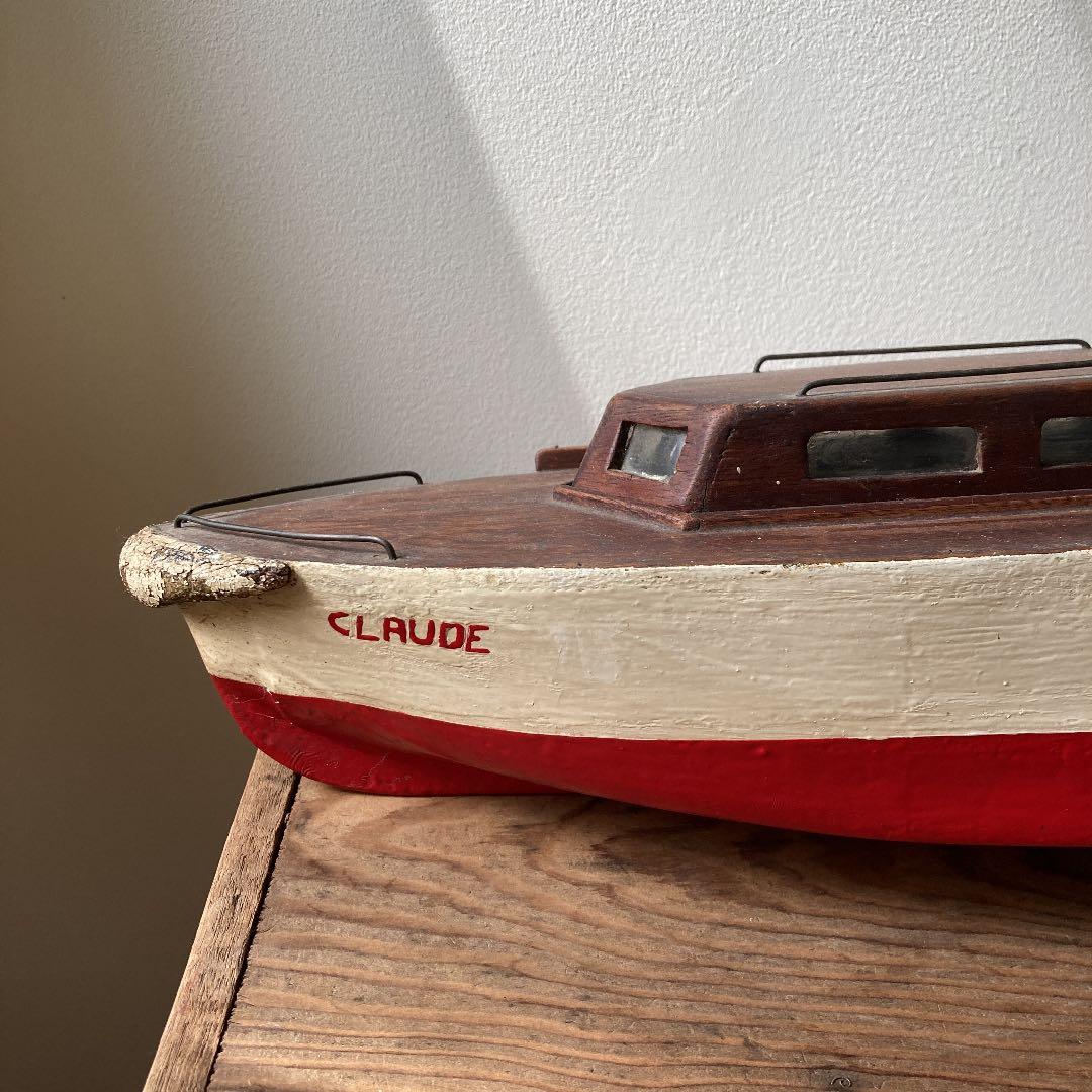 フランス製1940-50年代ハンドメイドビンテージシップボート　船　模型