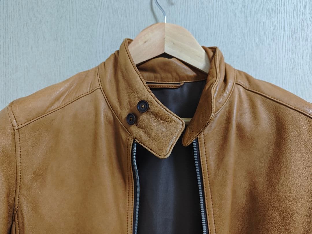 SHIPS シングルライダースジャケット S キャメル