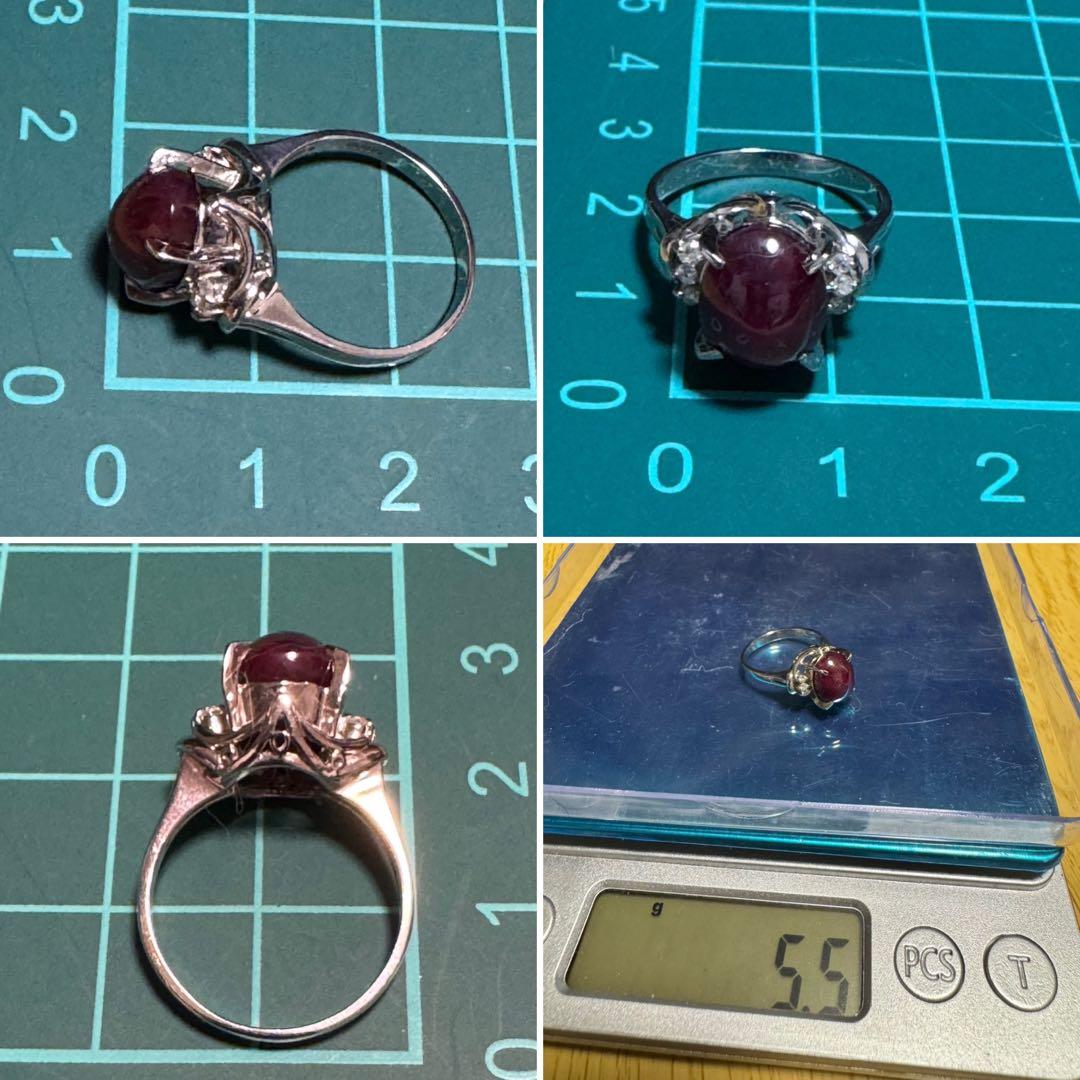 新春限定❗️レトロPt900 バイオレットスターサファイアとダイヤリング