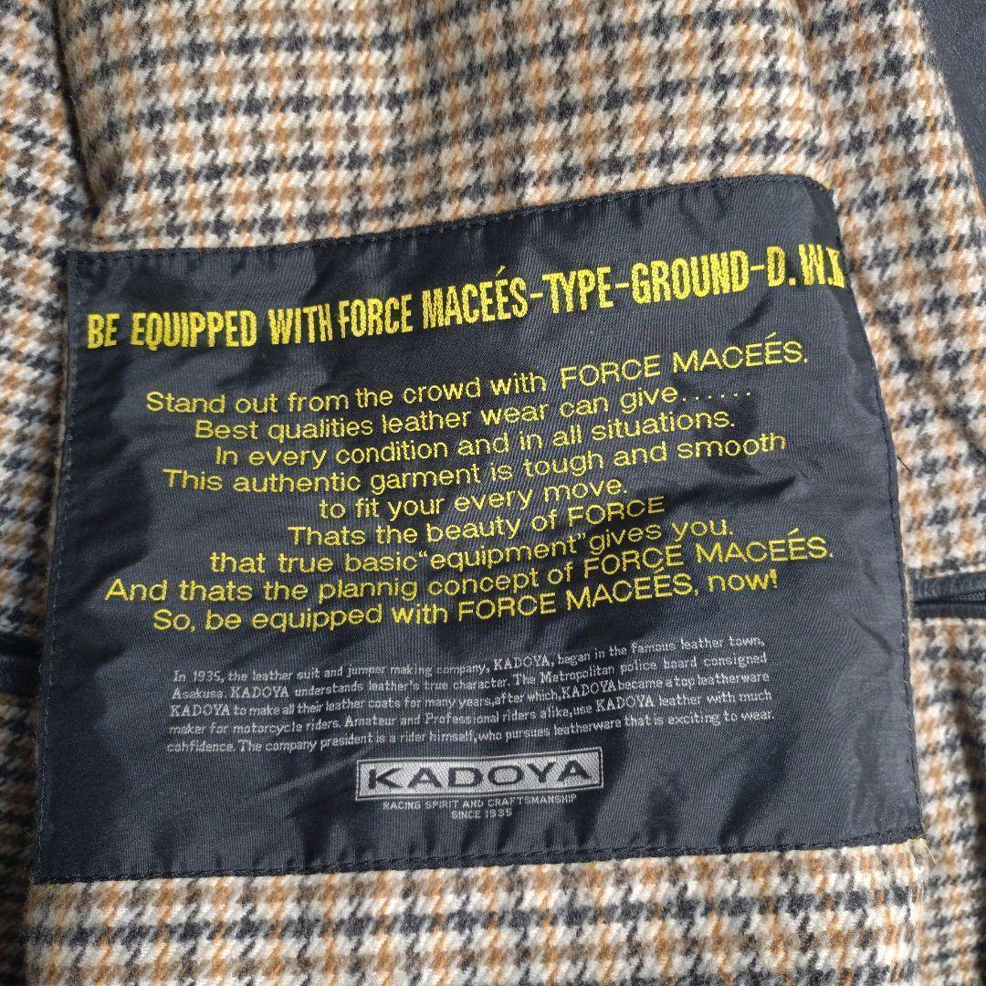 カドヤ★超希少 リアルレザー 牛革 エルボーパッチ ライダースジャケット 黒 L