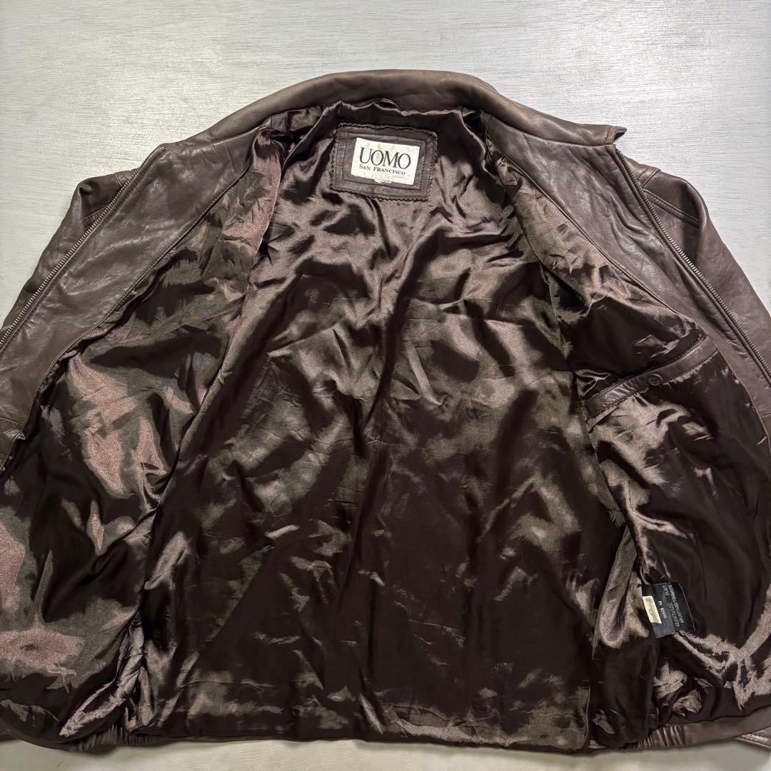 90's✨レザージャケット　A-2 本革オールレザー　茶色　ショート丈　短丈　L