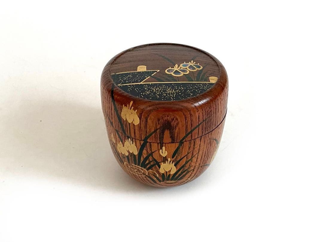 茶道具　筑紫筑良　欅摺漆八橋　大棗　棗　茶入　桔梗　螺鈿　蒔絵　共箱