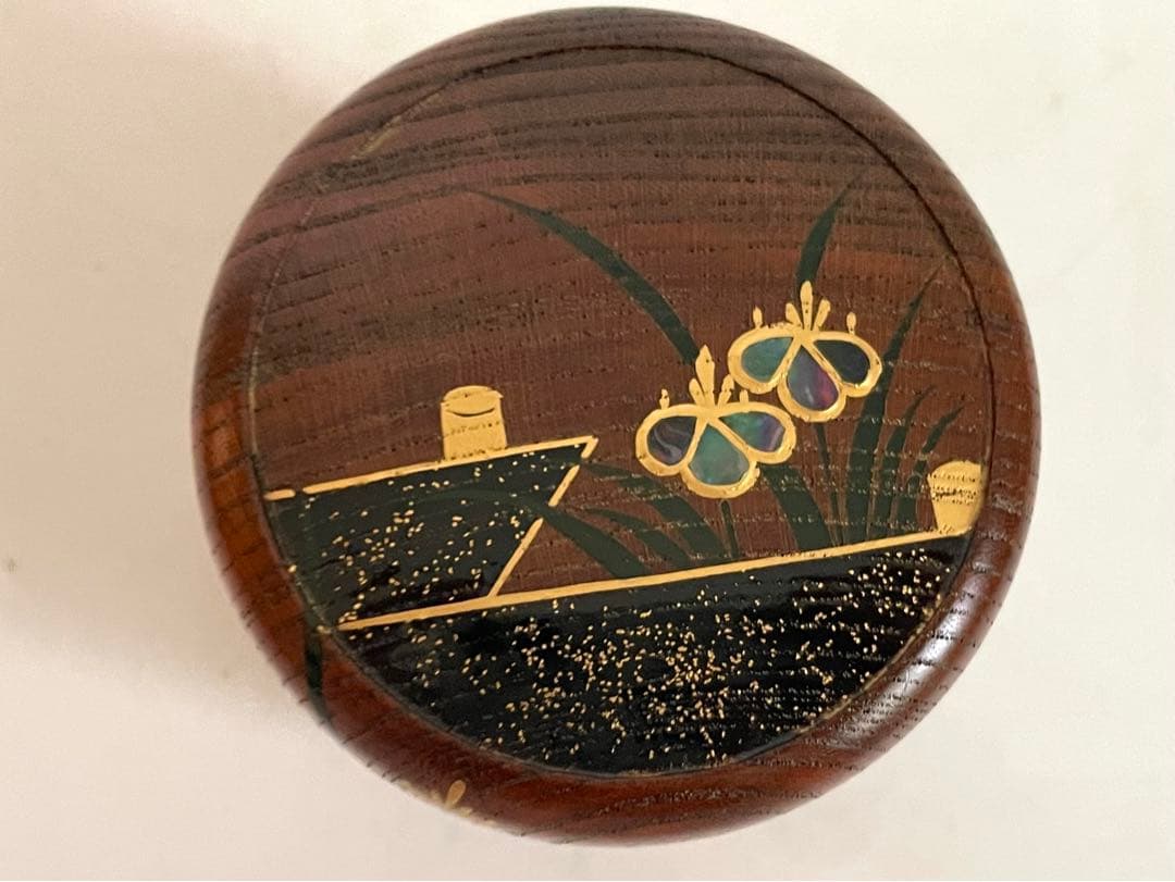 茶道具　筑紫筑良　欅摺漆八橋　大棗　棗　茶入　桔梗　螺鈿　蒔絵　共箱