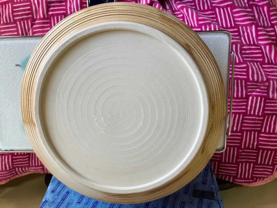 昭和レトロ　黄瀬戸焼　玉川　土岐さん手造り　大鉢色合いが素敵な盛り鉢直径33cm