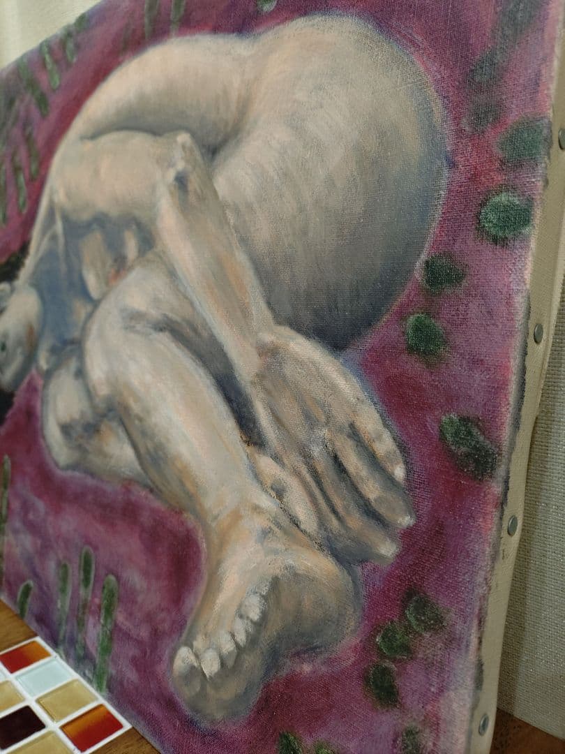 内省的な女性像 油彩画 原画 F8 一点もの