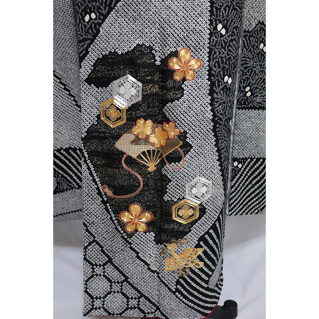 人気総絞り！黒・他 160cm 振袖単品 単体 正絹 成人式 前撮り BM13