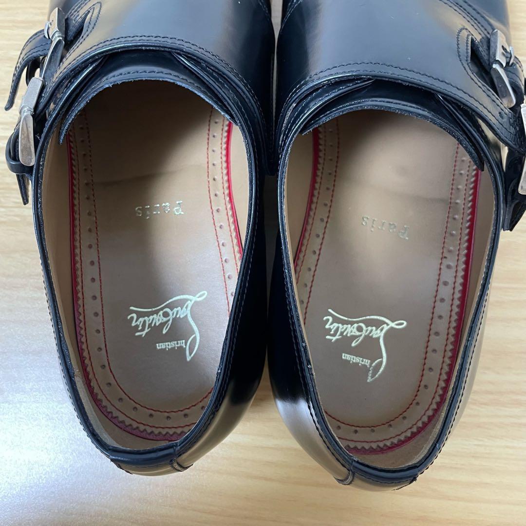 クリスチャンルブタン ドレスシューズ　革靴　ダブルモンク　レザー　黒　42