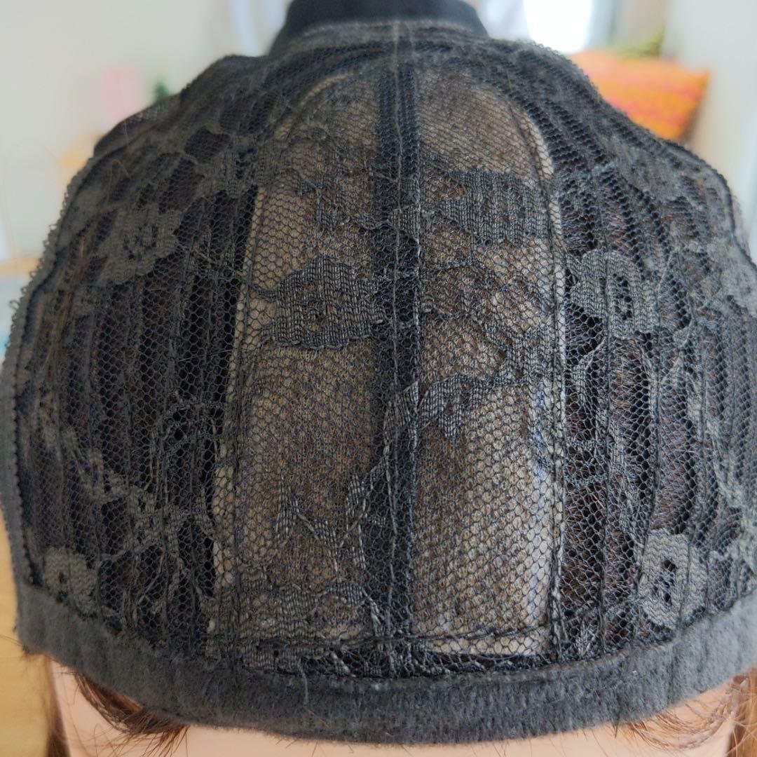 ★サラサラ人毛100%ウイッグ★ショートウルフ　ブラウン　人毛ウイッグ　 かつら