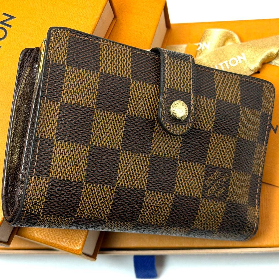 良品 ルイヴィトン ダミエ エベヌ ポルトモネ ビエ ヴィエノワ 財布 がま口