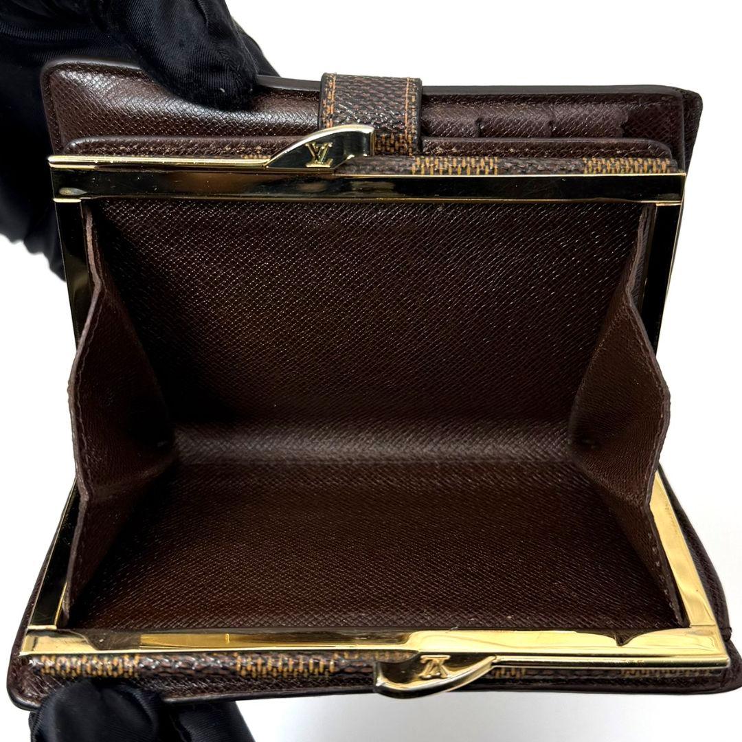 良品 ルイヴィトン ダミエ エベヌ ポルトモネ ビエ ヴィエノワ 財布 がま口