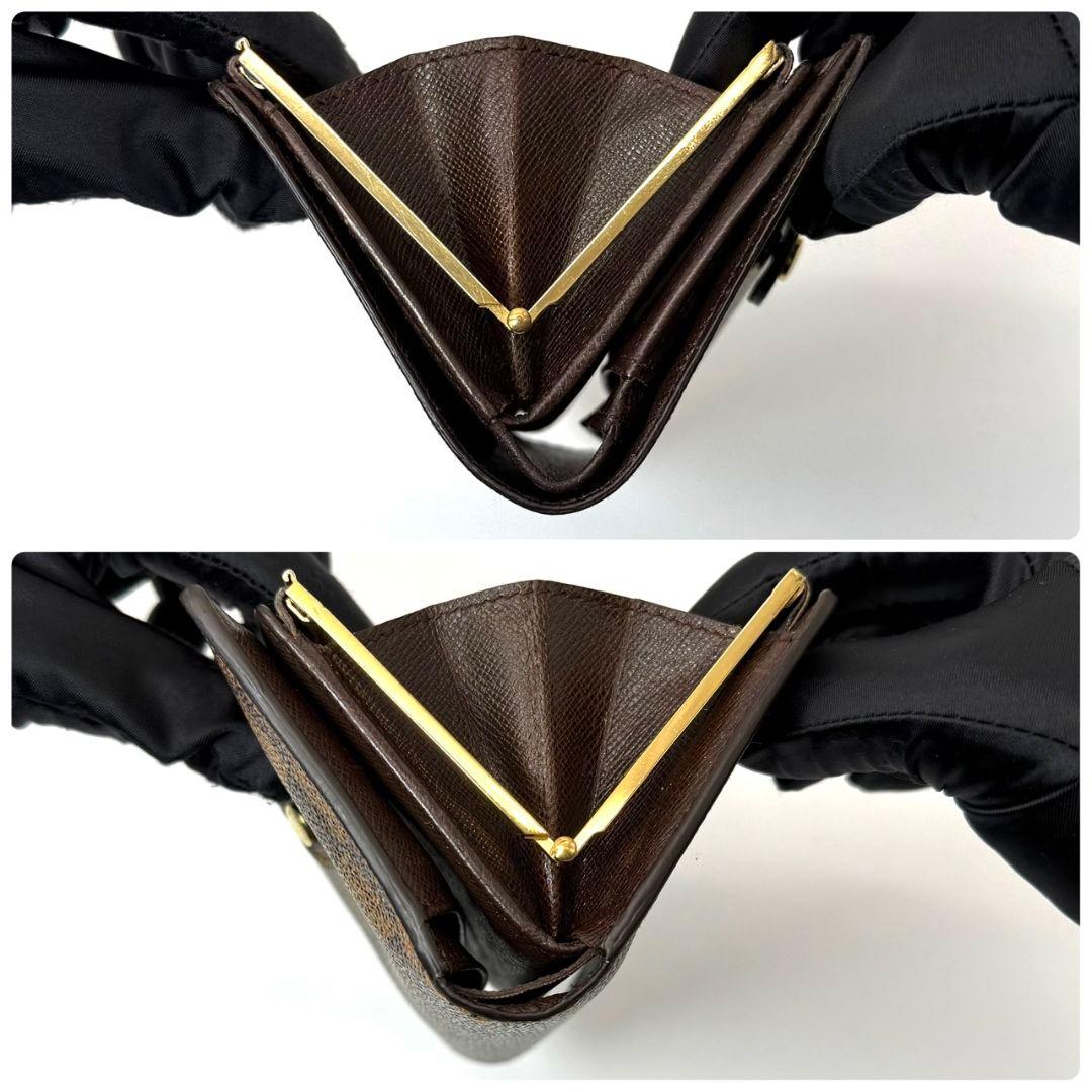 良品 ルイヴィトン ダミエ エベヌ ポルトモネ ビエ ヴィエノワ 財布 がま口