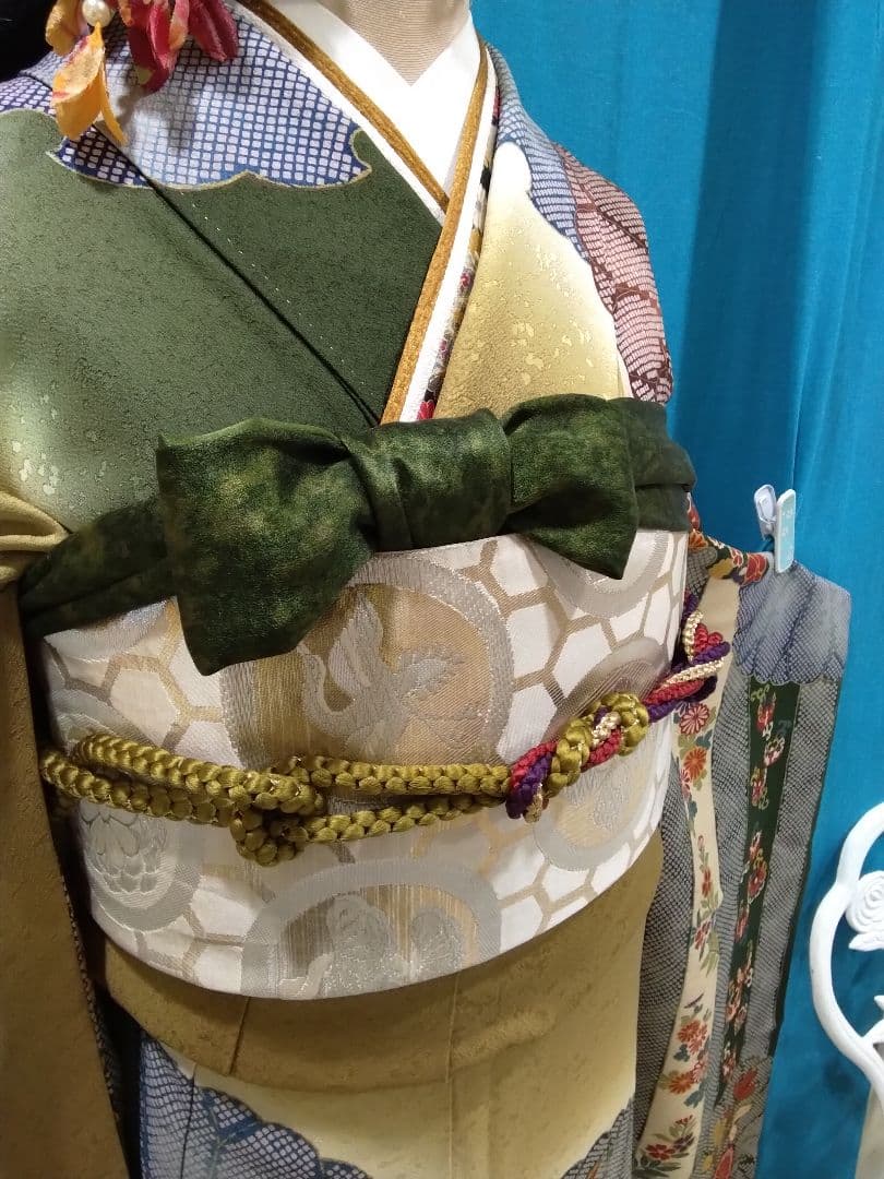 振袖フルセット、正絹振袖レトロ、成人式、重ね衿、帯揚げ帯締め、西陣高級袋帯、襦袢