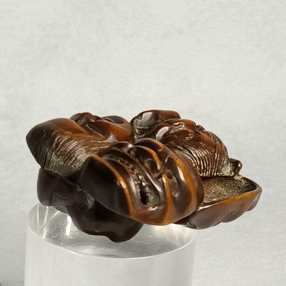 柘植彫 根付 能面尽くし 「おかめ 鬼 猩々 他六面 」 江戸時代