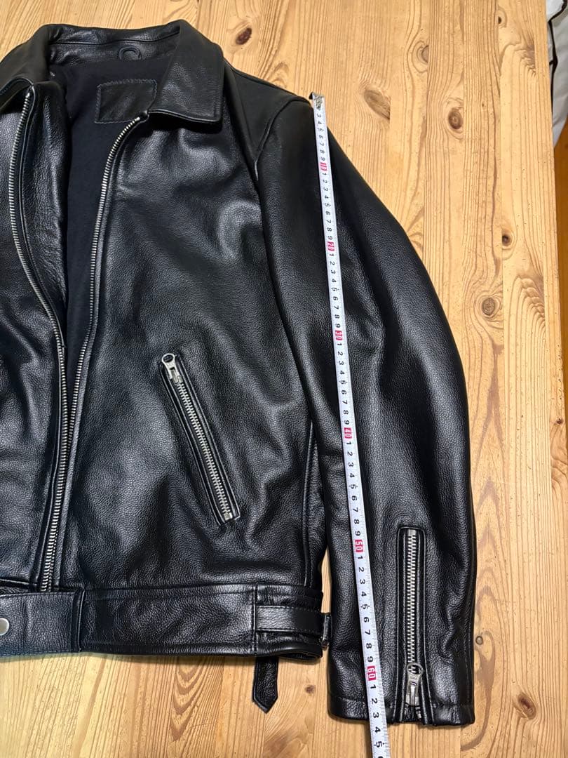 襟付き　シングルライダース　美品　XL シープスキン　裏フリース　ロンジャン