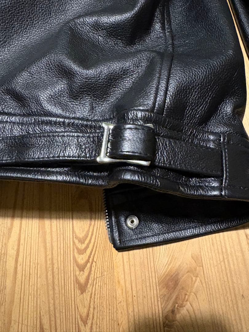 襟付き　シングルライダース　美品　XL シープスキン　裏フリース　ロンジャン