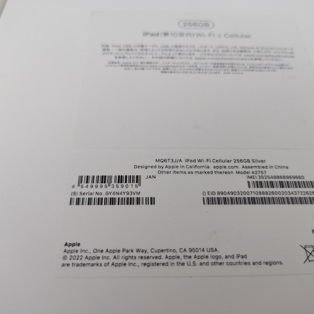 iPad 第10世代 256gb WiFi cellular シルバー