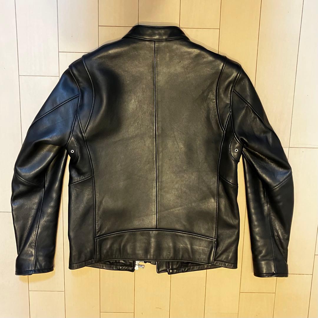 BEAUTY & YOUTH シングル ライダース・ジャケット（羊革、ブラック）