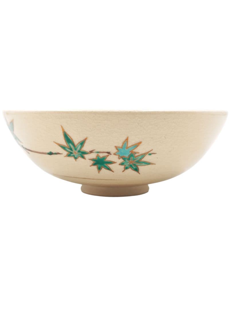 清閑寺窯【杉田祥平】 『仁清写 色絵 金銀彩 青もみじ 平茶碗』在印 共箱 茶碗