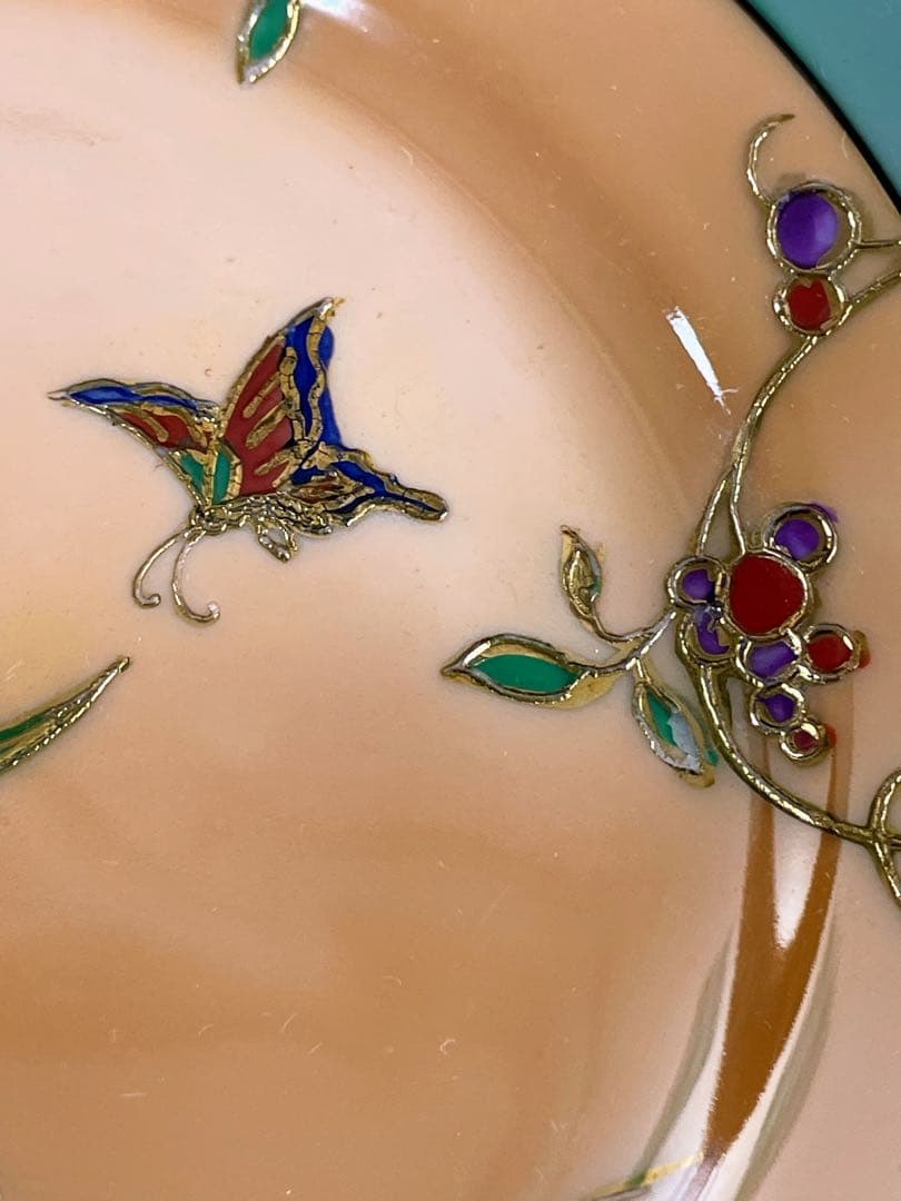 オールドノリタケ ラスター彩 ２枚セット 蝶 バラ 縁金盛り 小皿 プレート