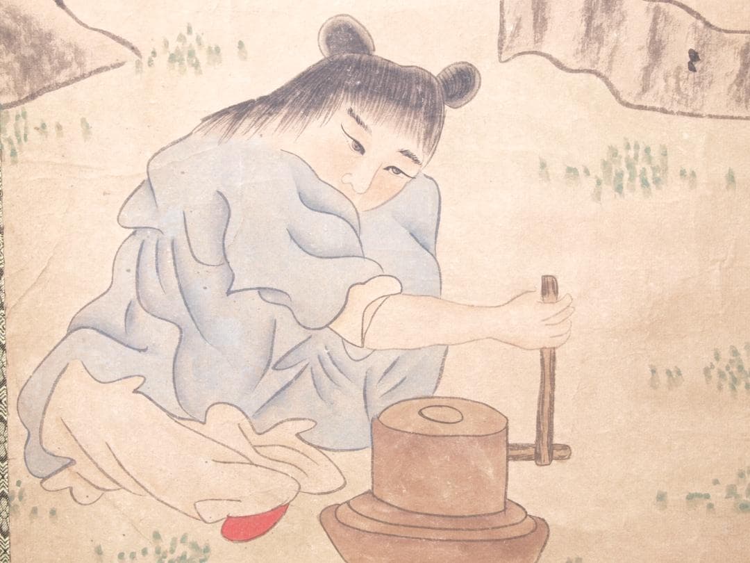 【骨董掛け軸】人物図 中国　米芾　北宋 肉筆保證 掛け軸 AK800A13-2