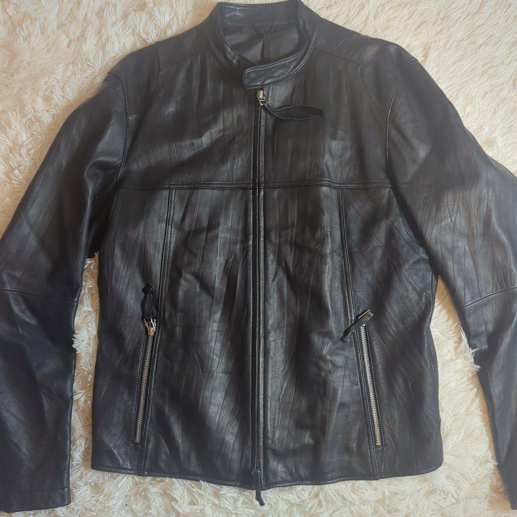 希少 OLD UNIQLO 廃盤旧モデル レザー ライダースジャケット LL